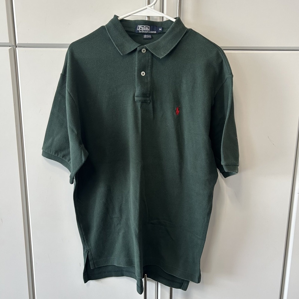 Polo by Ralph Lauren Mens Green Cotton Short Sleeve Polo Shirt Made in USA M